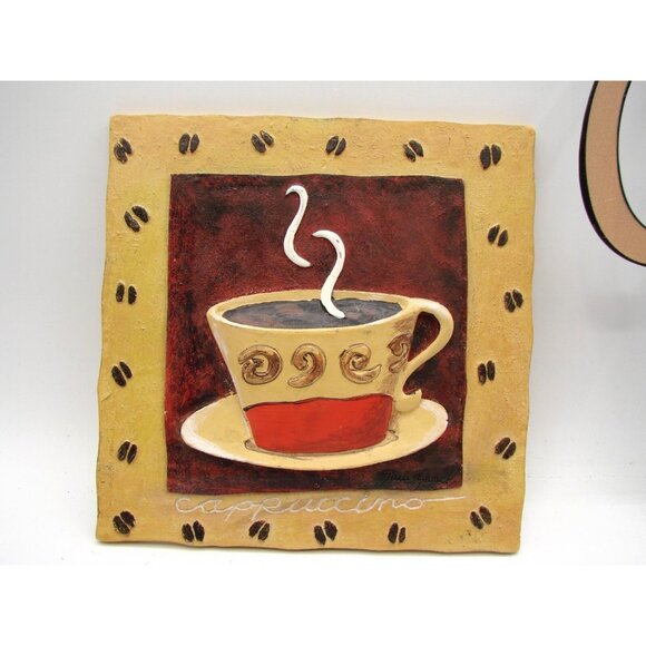 Lot 5 Coffee Bar Metal Wall Decor Latte Mocha Java Cups Mug Sign Plaque Ceramic - Picture 3 of 14
